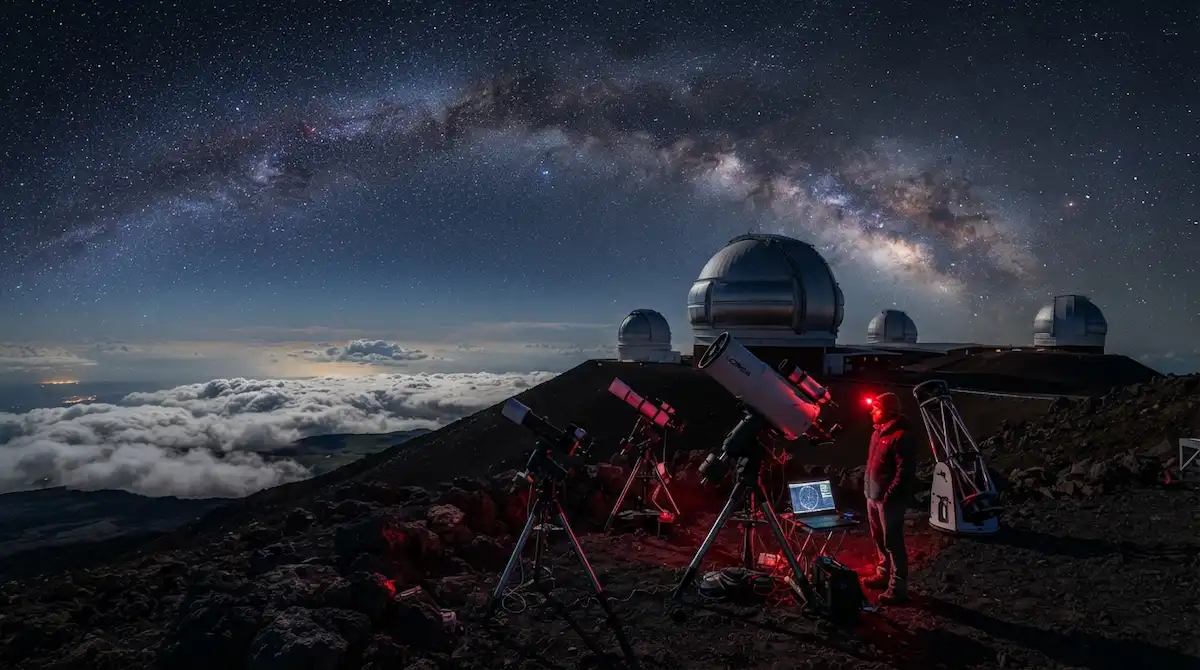 High-altitude stargazing tour celebrating the new frontier of space tourism under the Milky Way.