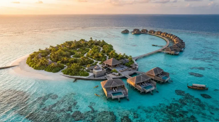 Paradisiacal Destination: 7 Best Spots for 2026 6 Aerial view of an exclusive private island representing a top paradisiacal destination