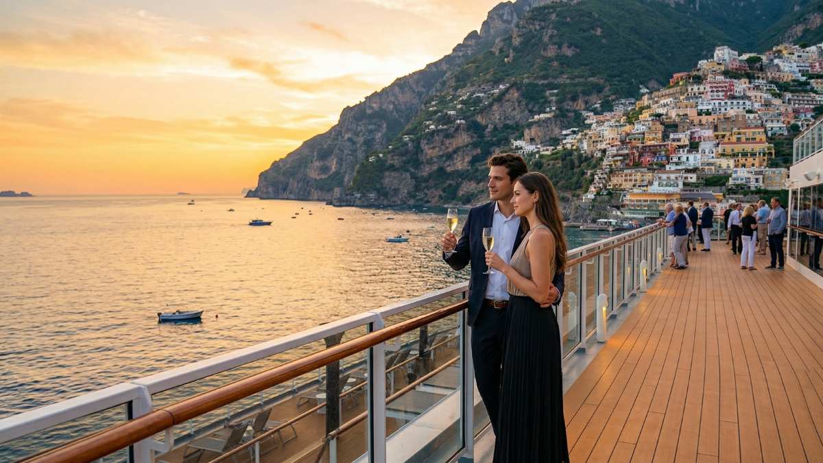 5 Best Luxury Cruise Lines for a Romantic Honeymoon 2 Couple enjoying a voyage on luxury cruise lines for a romantic honeymoon.