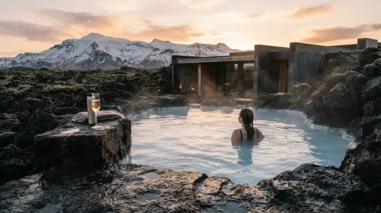 Experience iceland luxury travel featuring private geothermal silica spas in lava fields near Blue Lagoon.