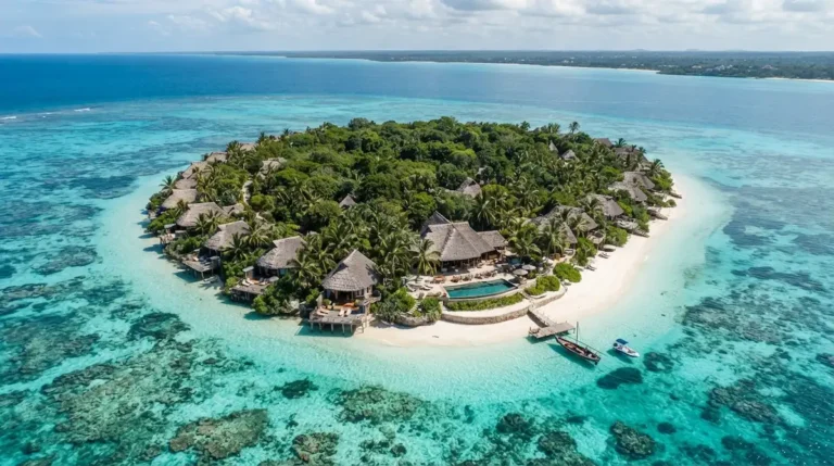 Private island luxury villa on Mnemba Island Zanzibar as part of a luxury tanzania safari experience.