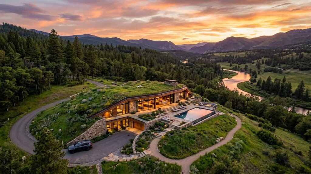 luxury earth-sheltered homes sunset