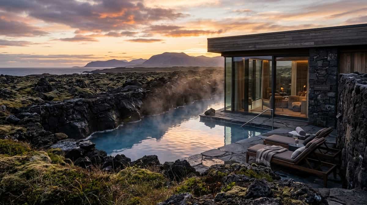 The Ultimate Guide to Iceland Luxury Resorts: Elite Geothermal Retreats 2 An essential Iceland luxury guide feature highlighting an exclusive private geothermal lagoon suite