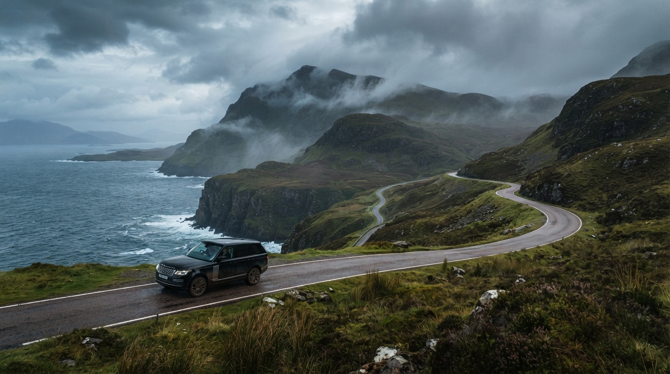 Luxury Travel Scotland Guide for Elite Travelers 2 Scenic Scottish Highlands and Isle of Skye mountain pass for luxury travel Scotland expeditions.