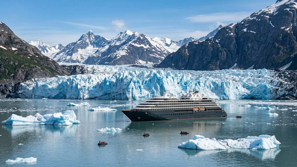 Multi-generational family enjoying the best luxury Alaska cruises on a private deck.