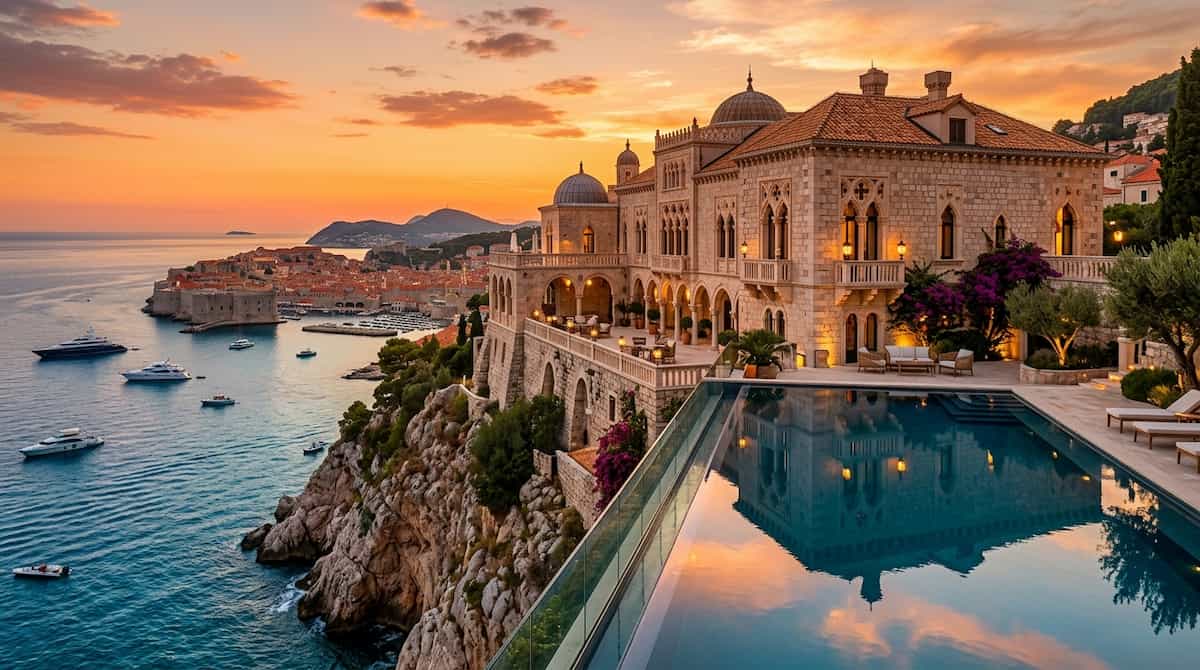 Ultra-luxury destinations in croatia featuring an exclusive private cliffside palace in Dubrovnik