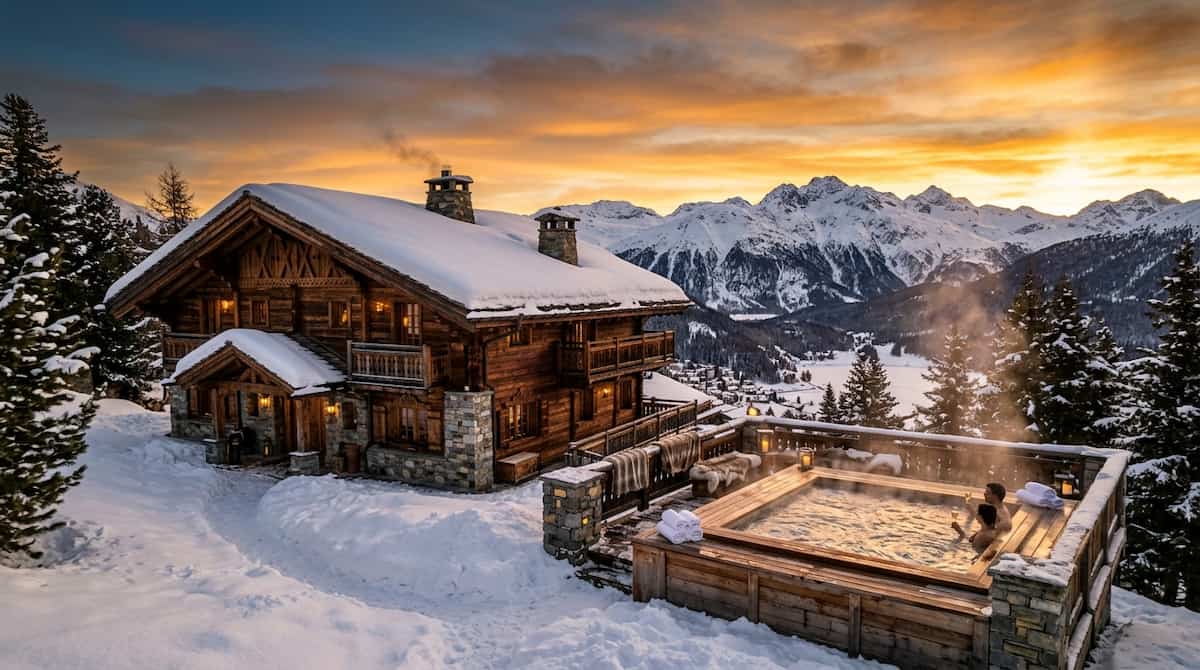 Ultra-luxury destinations in switzerland featuring an exclusive private alpine chalet in St. Moritz